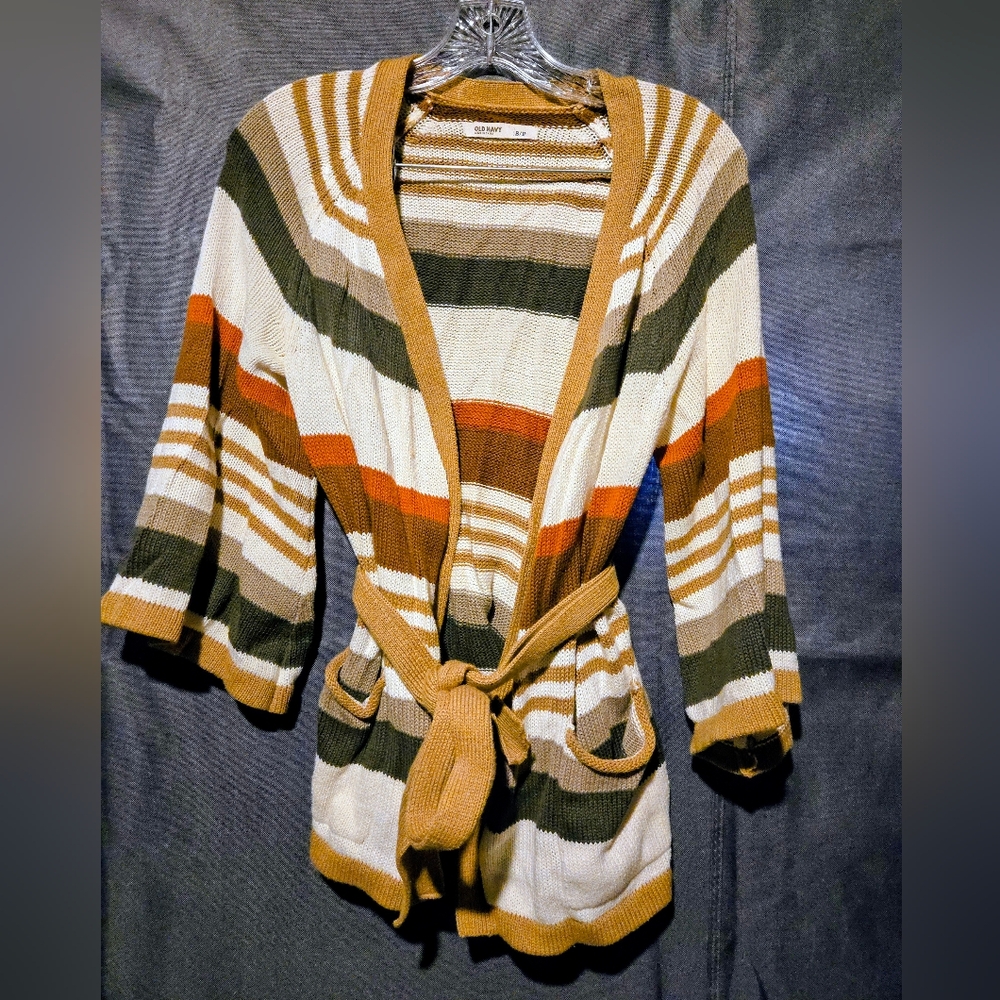 Old Navy Multicolor Striped Cardigan with Belt